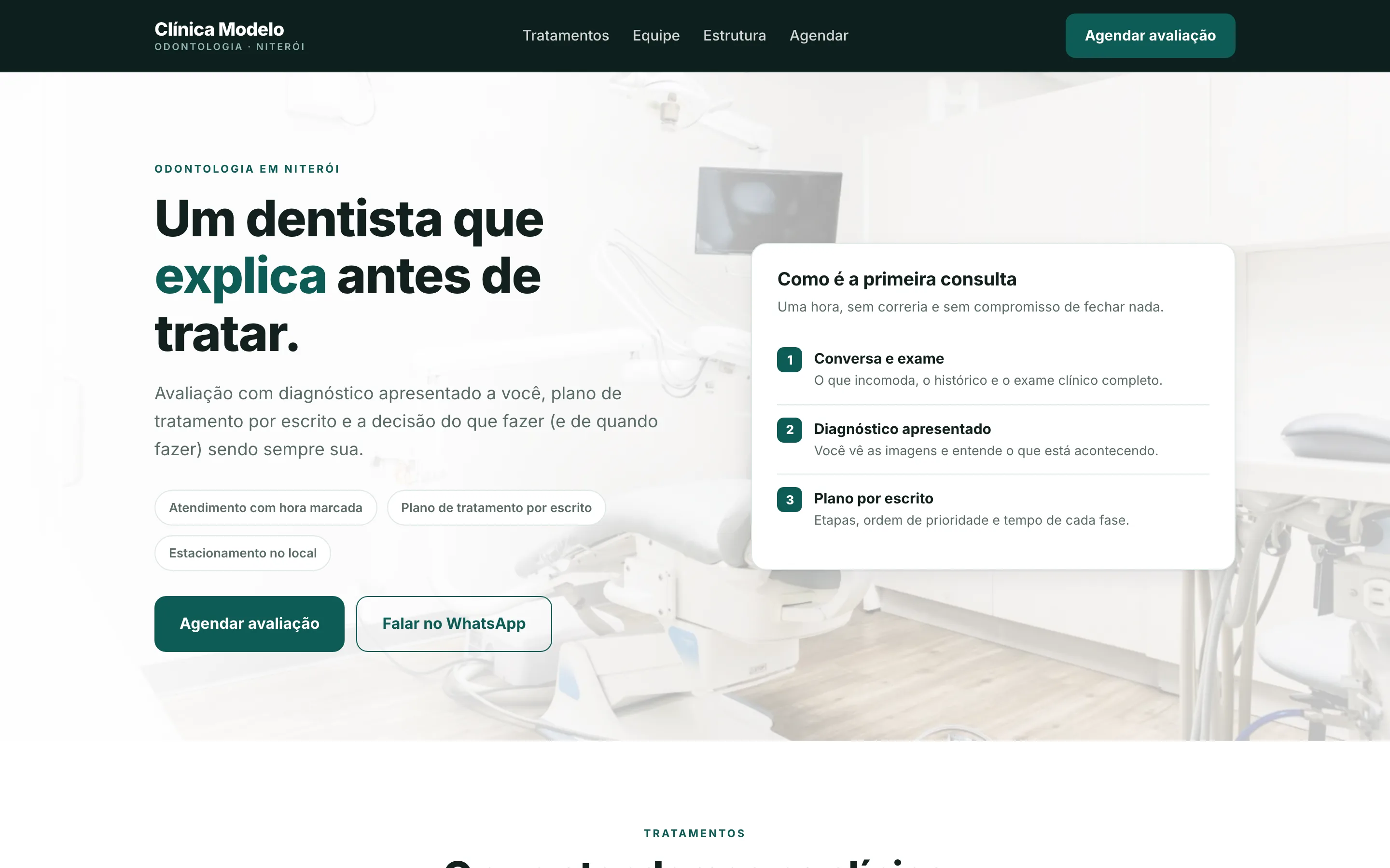 Modelo de site para clínica odontológica