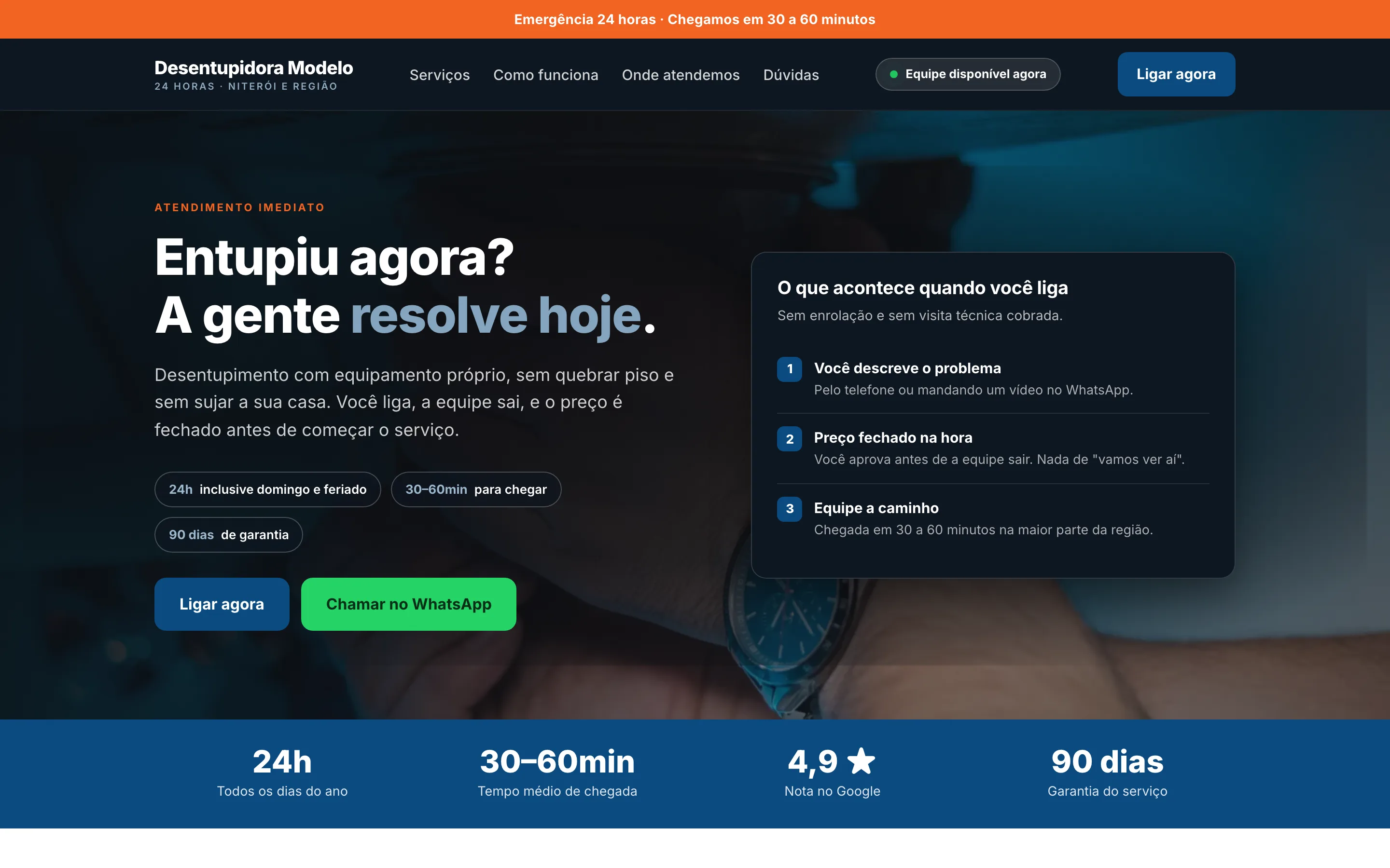 Modelo de site para desentupidora 24 horas