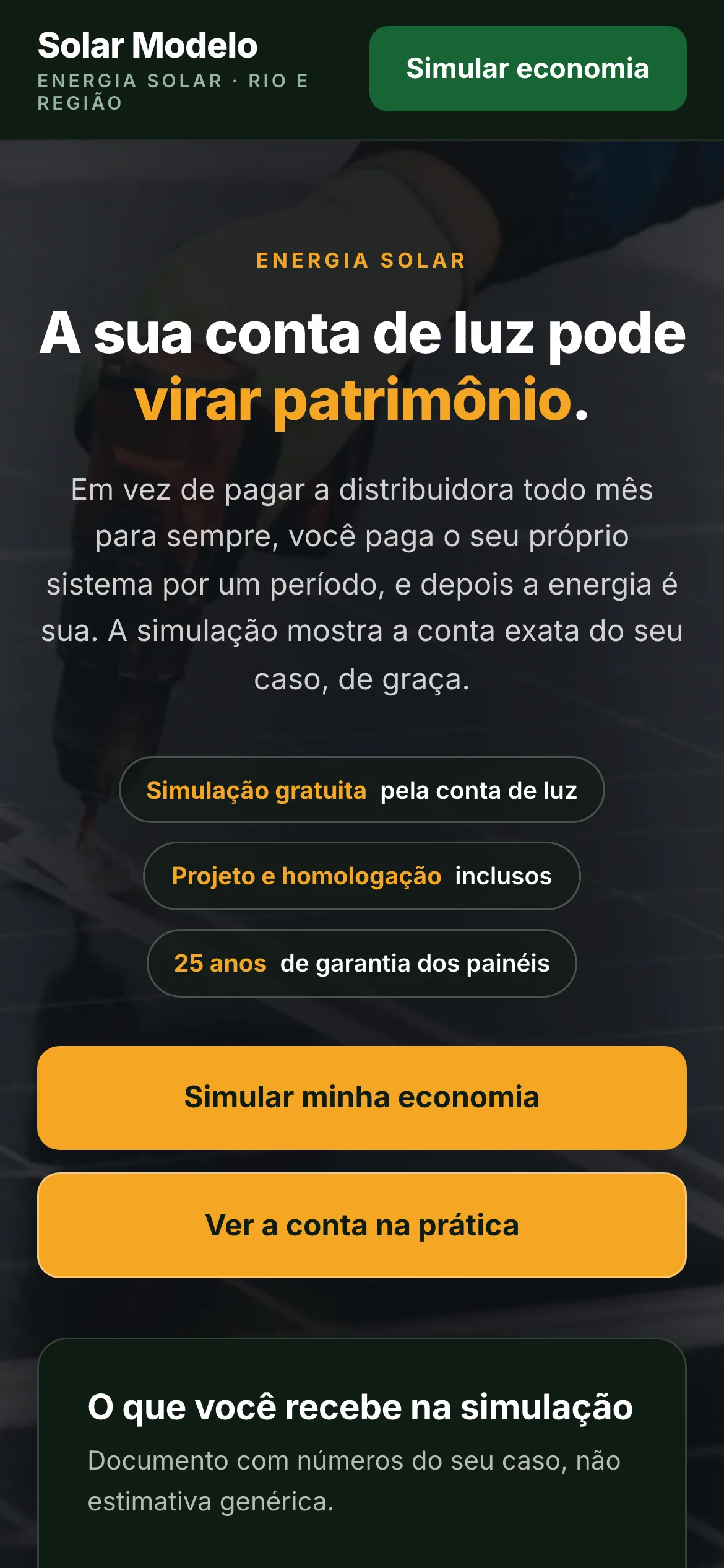 O mesmo modelo visto no celular